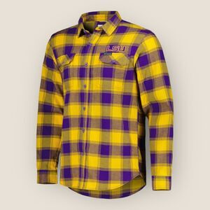 LSU Tigers Men's Columbia Rapid Rivers Plaid Flannel Button Down Shirt - XXL